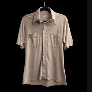 Vintage Thane Beige Button-Down Shirt for Men, M